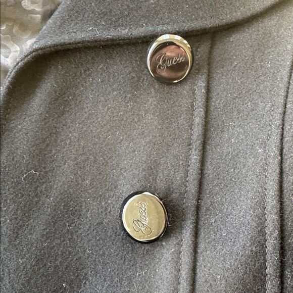 Guess Women's Elegant Black Wool Blend Peacoat Mid-Length Lined Coat Size S EUC - Picture 13 of 15